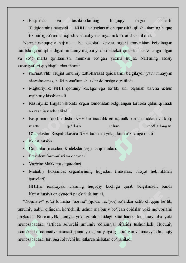 Normativ-huquqiy hujjat – huquqning manbasi 3