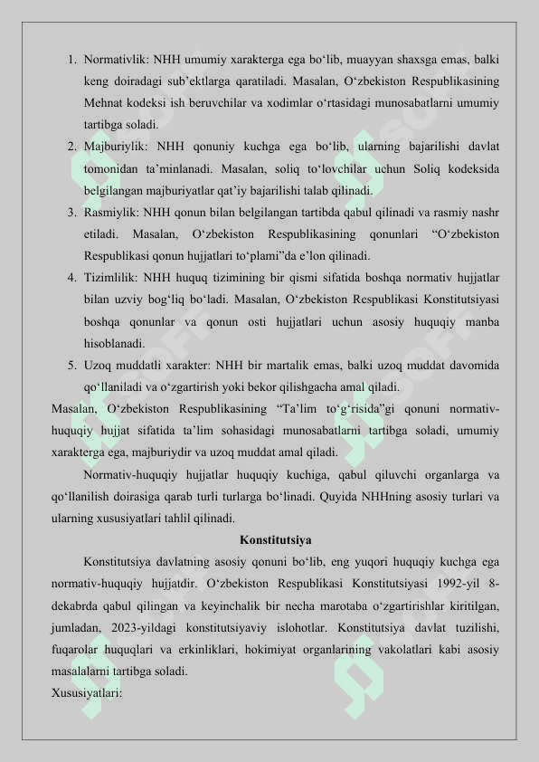 Normativ-huquqiy hujjat – huquqning manbasi 5