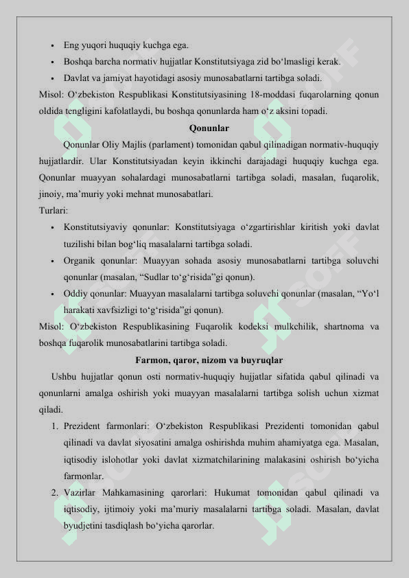 Normativ-huquqiy hujjat – huquqning manbasi 6