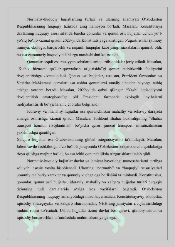 Normativ-huquqiy hujjat – huquqning manbasi 8
