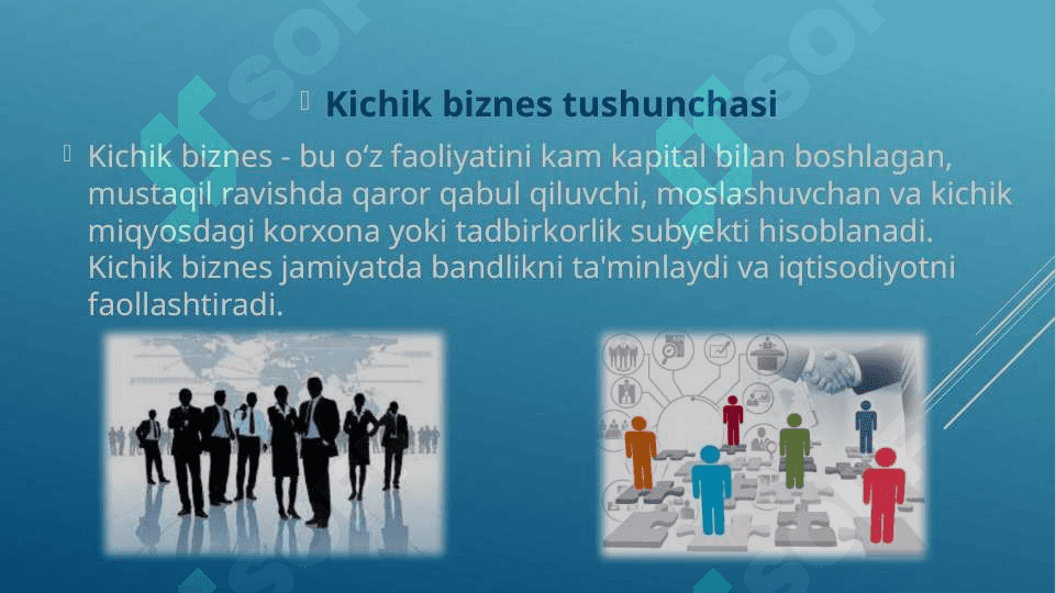 KICHIK BIZNES VA TADBIRKORLIK SUBEKTLARI SHAKLLARI  Taqdimot 3
