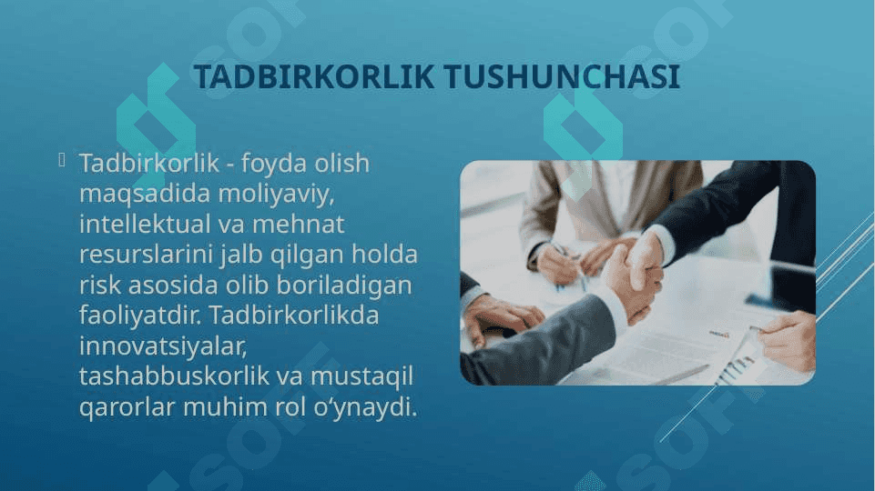 KICHIK BIZNES VA TADBIRKORLIK SUBEKTLARI SHAKLLARI  Taqdimot 4