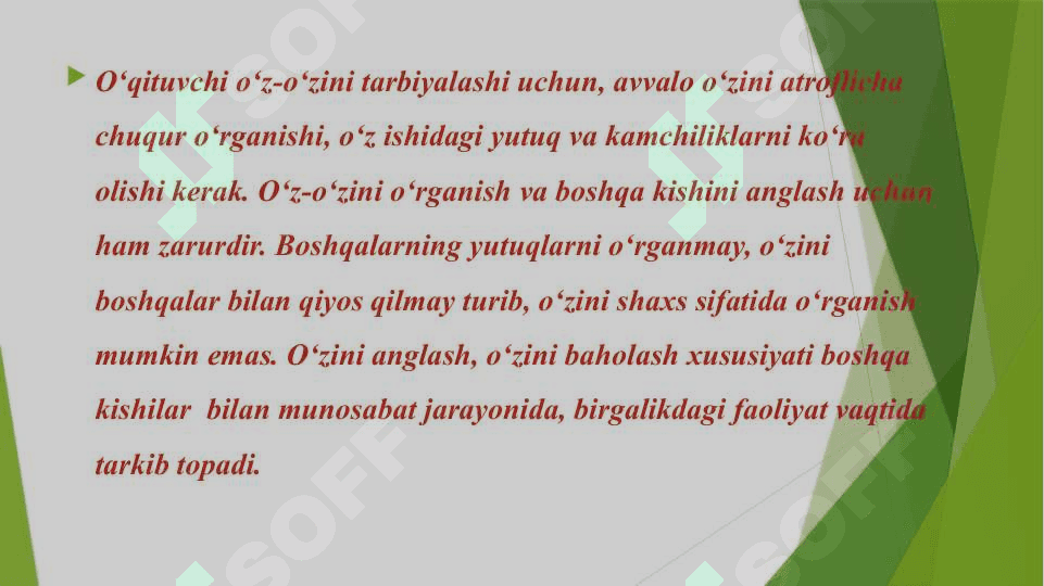 O‘Z-O‘ZINI TARBIYALASH VA O‘Z USTIDA ISHLASH. PEDAGOGIKA TAJRIBANI TO‘PLASH TIZIMI 4