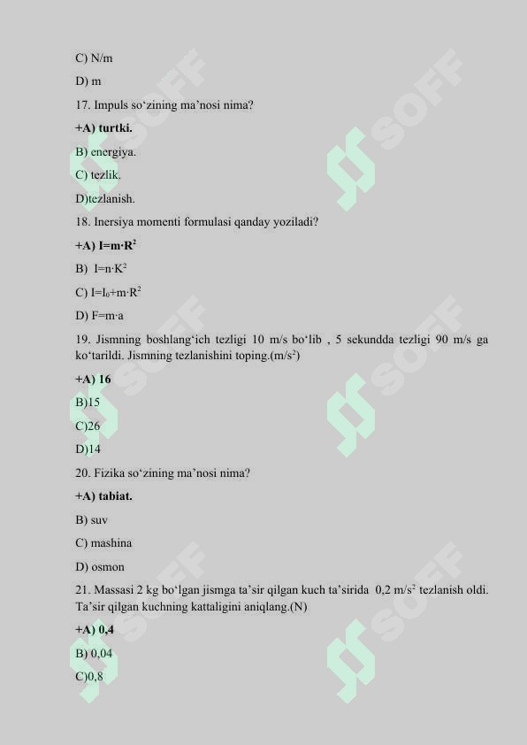 Fizika test 4