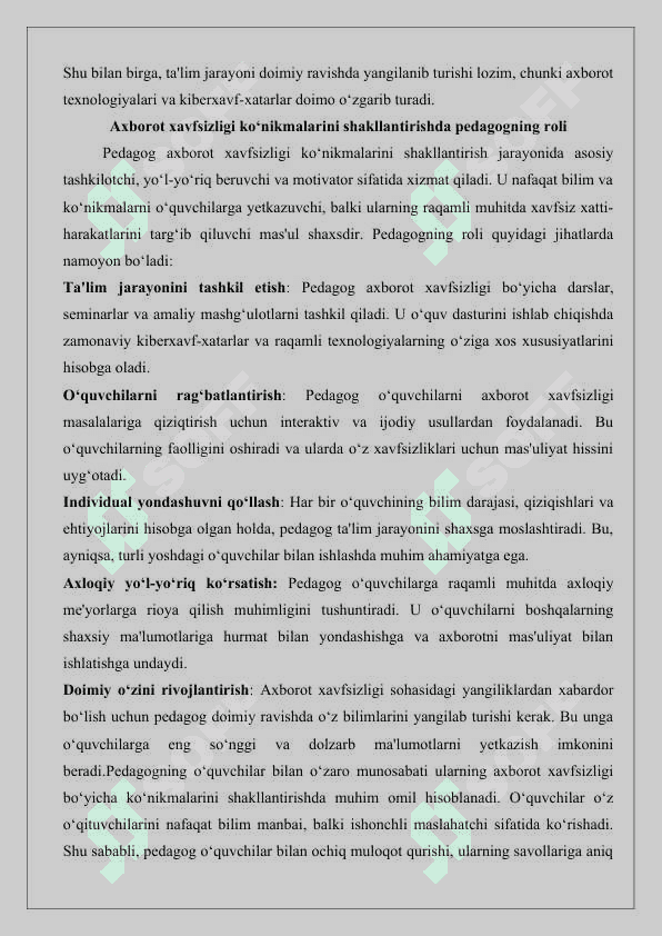 O‘quvchi-yoshlarda axborot xavfsizligi ko‘nikmalarini shakllantirishning ijtimoiy-pedagogik mohiyati 25 7