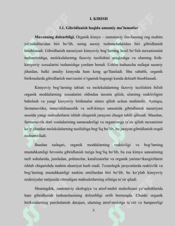 Organik birikmalarda gibridlanish 2