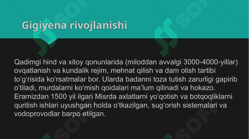 Gigiyenaning rivojlanish tarixi 3