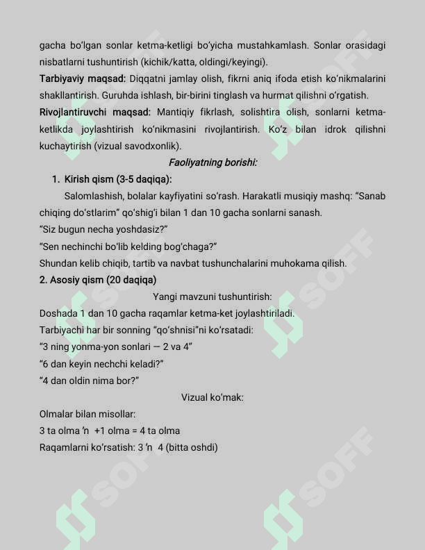 Faoliyat ishlanma yonma-yon turgan sonlar orasidagi munosabatni tushuntirish 3