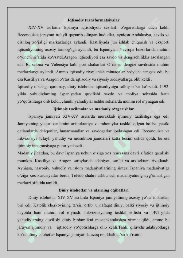 “XIV-XV asrlarda Ispaniya tarixiga oid ilmiy tadqiqotlar mavzusida maqola 25 4