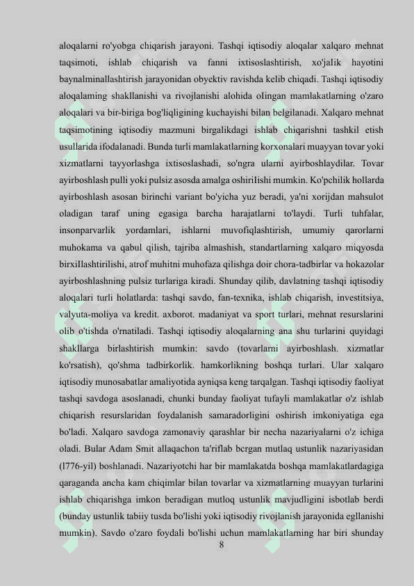 TASHQI IQTISODIY FAOLIYAT SAMARADORLIGINI OSHIRISH YO'LLARI 8