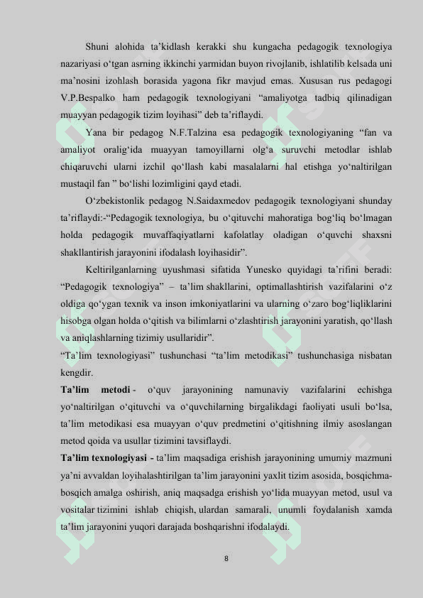 DARS JARAYONINI TASHKIL ETISH METODIKASI 7