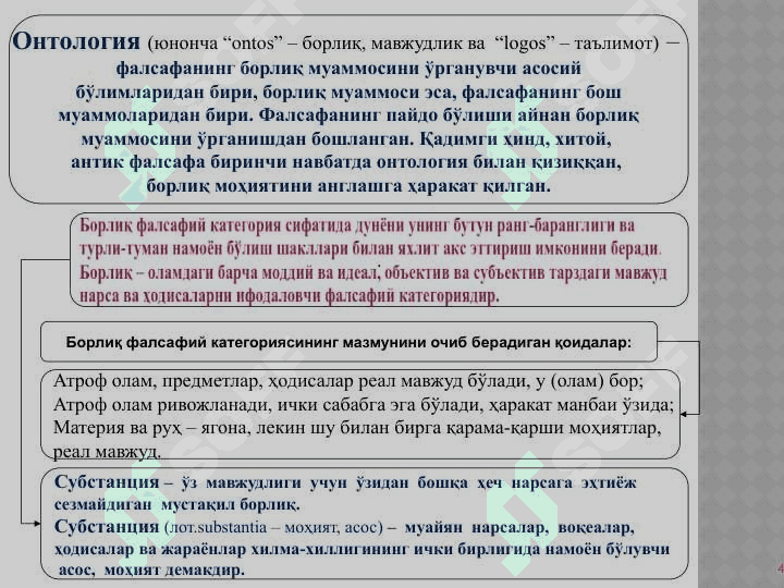 Борлиқ фалсафаси (Онтология) 4