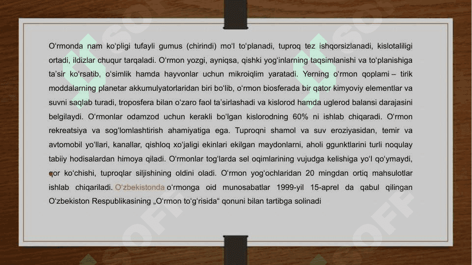 O’rmon va havoning tarkibi 5
