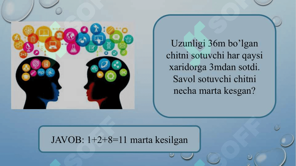 Qiziqarli va mantiqiy masalalar - Дашт, чалачўл ва чўл тупроқлари Қизиқарли ва мантиқий масалалар 4