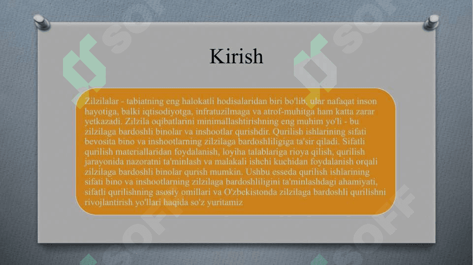 QURILISH ISHLARINI SIFATINING BINO VA INSHOATLAR ZILZILA BARDOSHLIGINI TAMINLASHDAGI AXAMIYATI 3