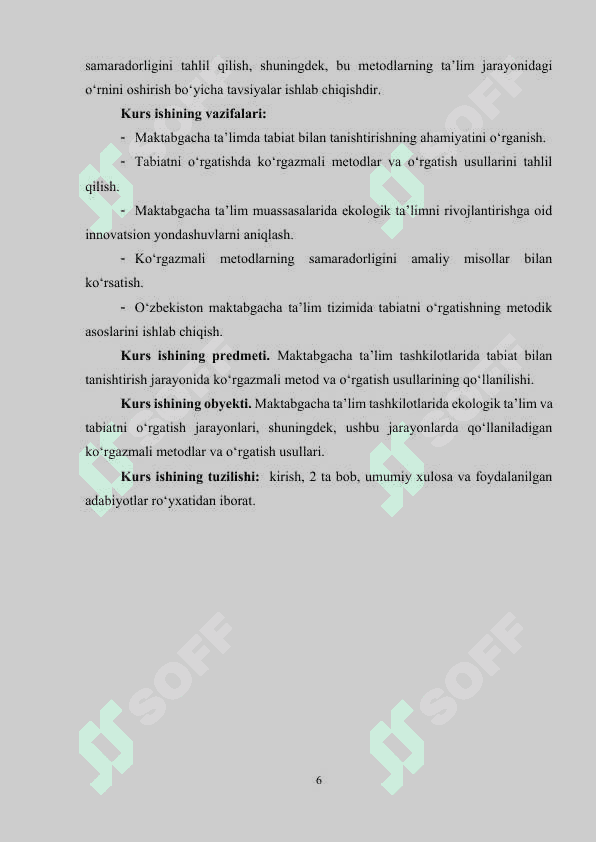 Maktabgacha ta’lim tashkilotlarida tabiat bilan tanishtirish orqali ko‘rgazmali metod va o‘rgatish usullaridan foydalanish 6