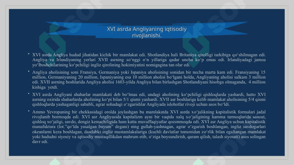 XVI-XVII asrlarda Angliya davlati 3