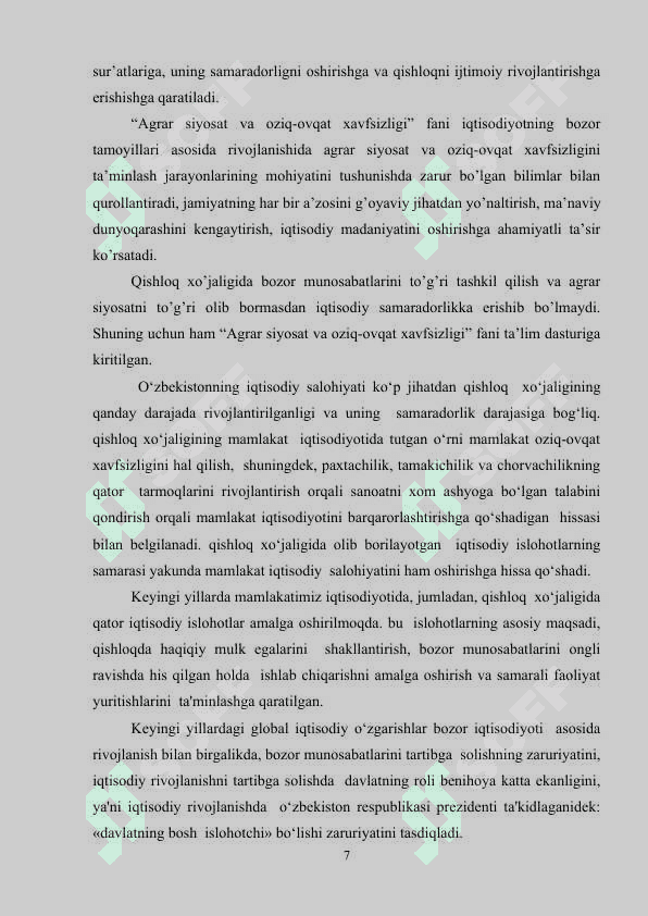 АGRAR SIYOSAT, OZIQ-OVQAT TA‘MINOTI VA XAVFSIZLIGI MUAMMOLARI..docx 6