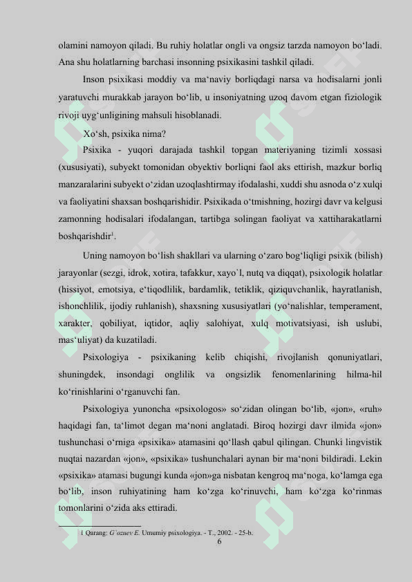 KASBIY FAOLIYAT PSIXOLOGIYASI MAVZUSI KURS ISHI 6