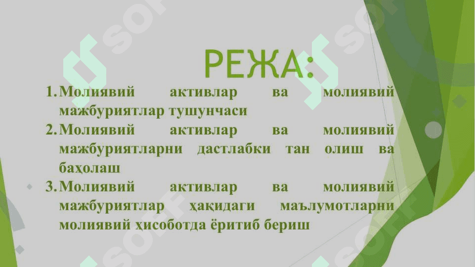 Moliyaviy aktivlar va moliyaviy majburiyatlar hisobi 2