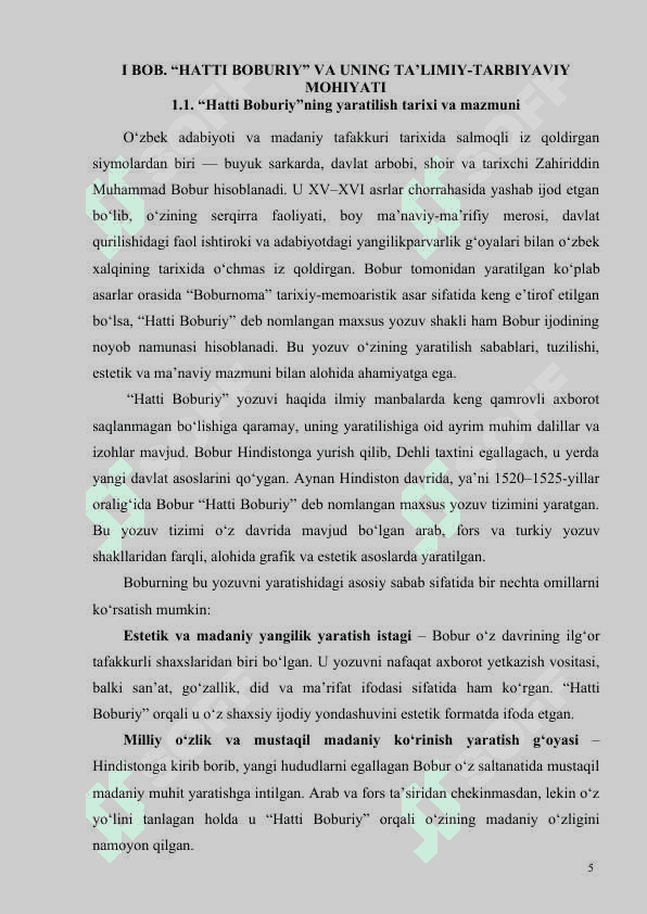 Z.M.BOBURNING “HATTI BOBURIY” HAMDA “BOBURNOMA” ASARINING TA’LIMIY-TARBIYAVIY AHAMIYATI 5