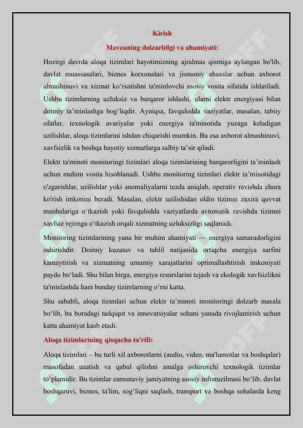 Aloqa tizimlarining elektir taminoti monitoring qurilmalari 3