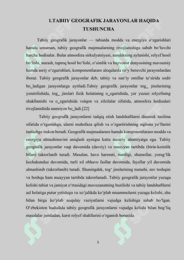 XALQ XO’JALIGIGA TA’SIR ETADIGAN TABIIY  GEOGRAFIK JARAYONLAR 5