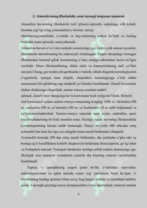 Ekologik favqulodda vaziyatlar va ularning oldini olish choralari 8