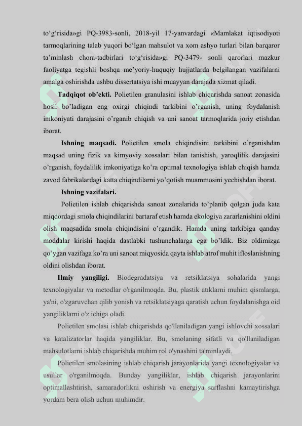 Polietilen ishlab chiqarishda smola chiqindilarining tarkibini va foydalanish imkoniyatlarini o'rganish.docx 5