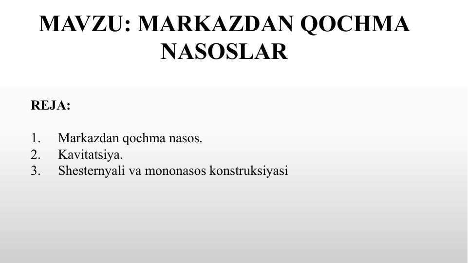 MARKAZDAN QOCHMA NASOSLAR