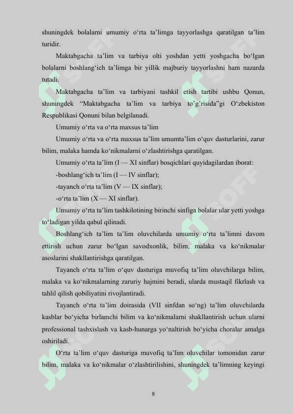 Maktabgacha ta’lim jarayonini tashkil etishning nazariy-metodologik asoslari 8