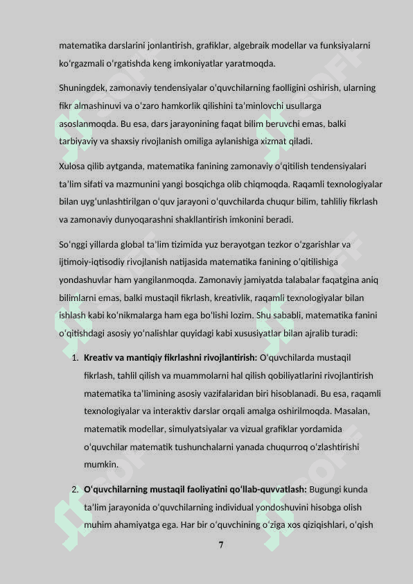 Matematika fanini oʻqitishda raqamli texnologiyalarni joriy etishning ahamiyati 7