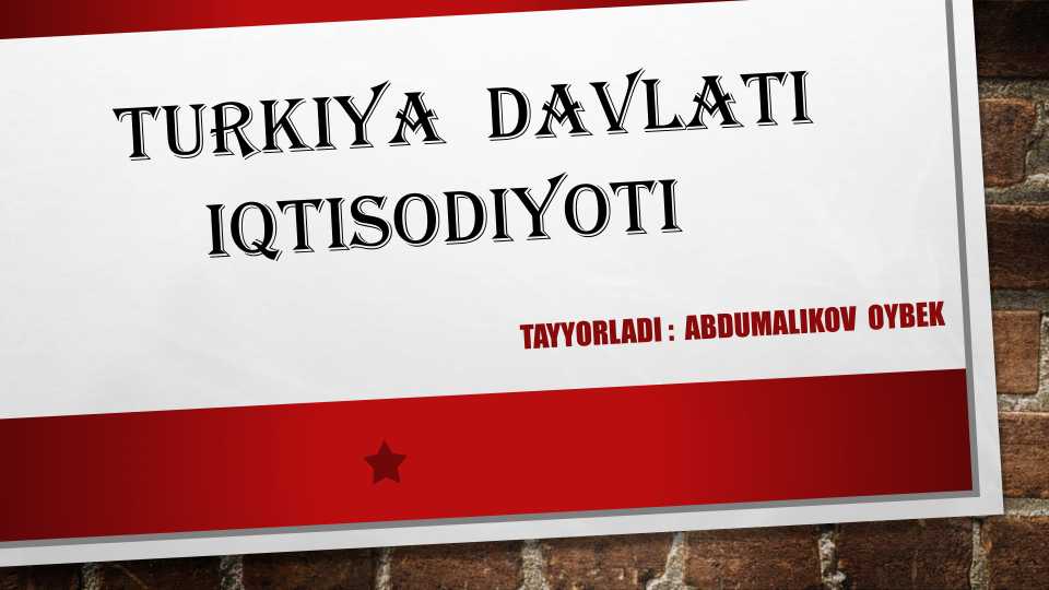 Turkiya davlat iqtisodiyoti