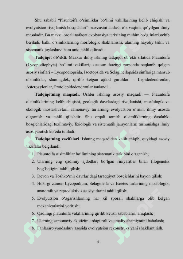 Plauntoifa (Lycopodiophyta) o‘simliklar bo‘limining asosiy sinflari, vakillari tuzilishi, ahamiyati 4