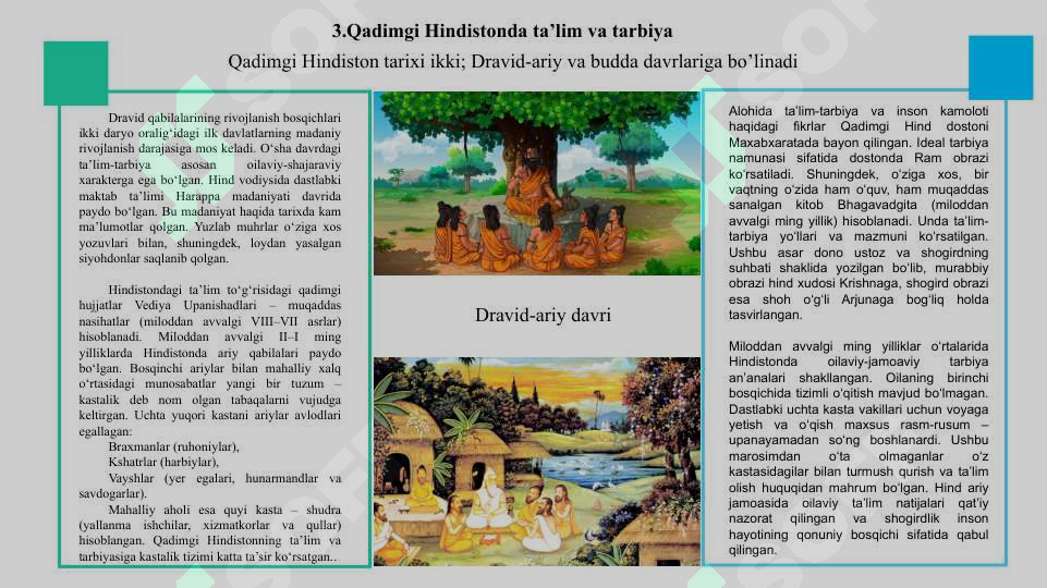 Pedagogika tarixi fan sifatida. Ibtidoiy jamoada tarbiya. Eng qadimgi davrlardan VII asrgacha ta’lim-tarbiya va pedagogik fikrlar 8