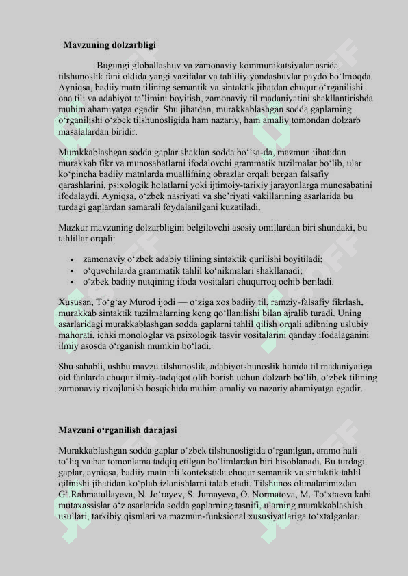 Murakkablashgan sodda gaplarning semantik -sintaktik tuzilishi(Togʻay Murod asarlari misolida) 3
