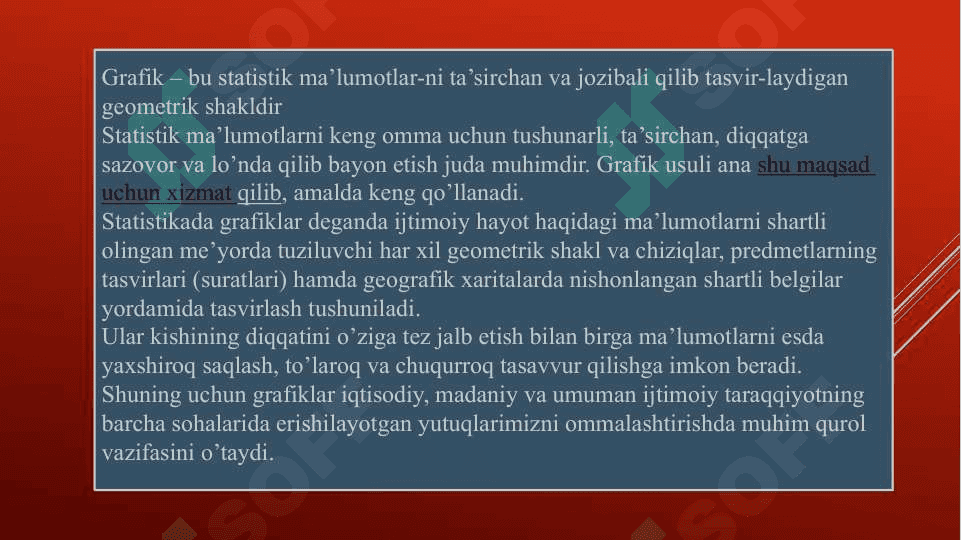 Ijtimoiy-iqtisodiy hodisalarni o’rganishda statistik ko’rsatkichlarni grafiklarda tasvirlash ahamiyati va uning afzalliklari 3