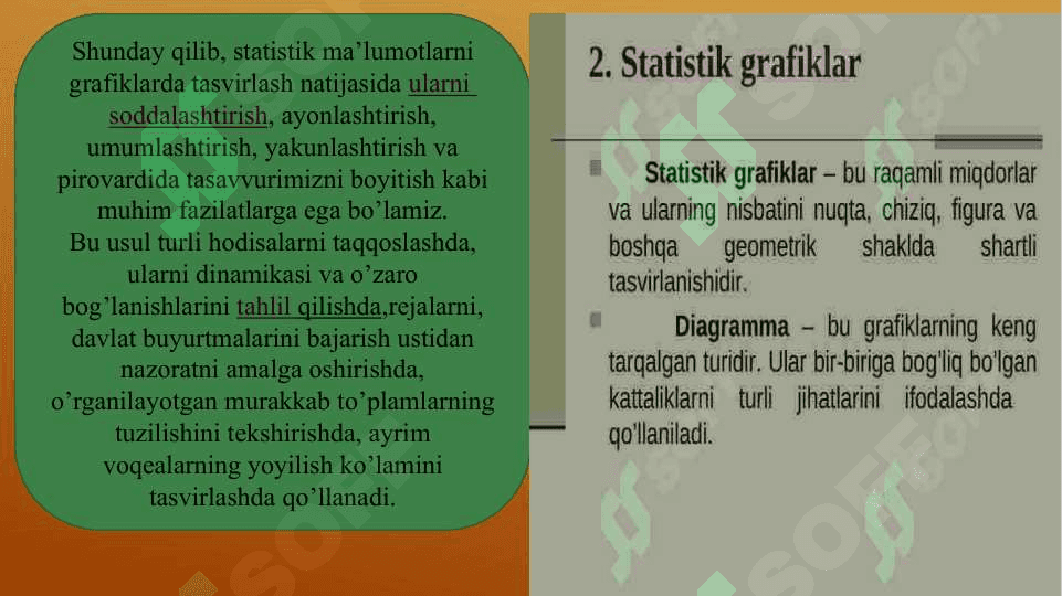 Ijtimoiy-iqtisodiy hodisalarni o’rganishda statistik ko’rsatkichlarni grafiklarda tasvirlash ahamiyati va uning afzalliklari 4