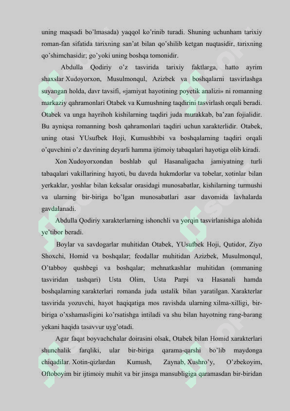 ABDULLA QODIRIYNING «O’TGAN KUNLAR» ROMANINI TAHLILI 4