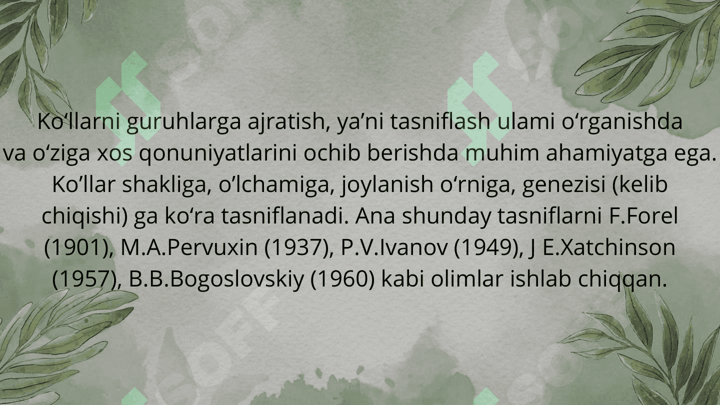 Koʻllarning genetik tasnifi 3