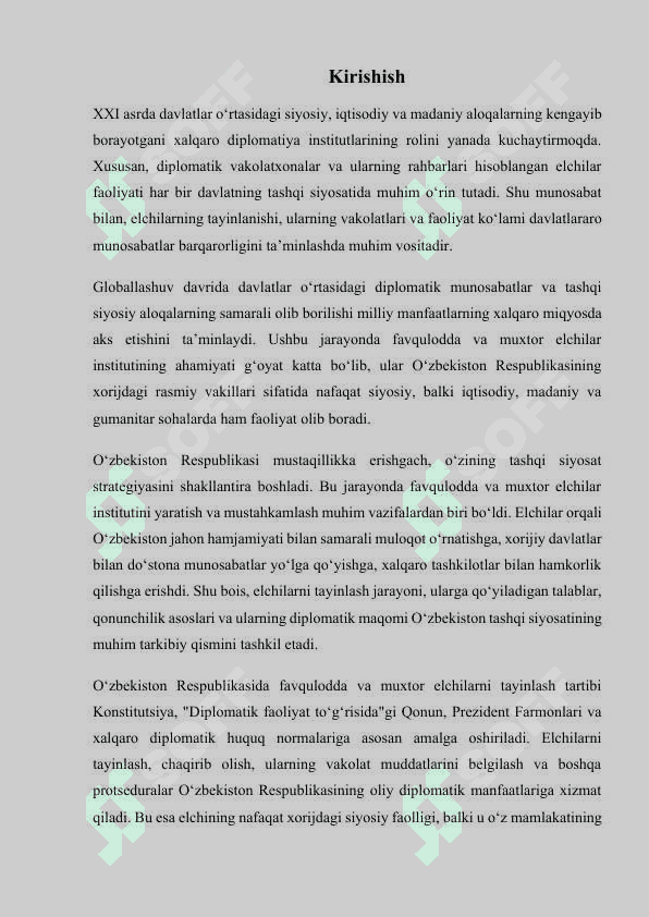 O‘zbekistonda favqulodda va muxtor elchilarni tayinlash tartibi 2