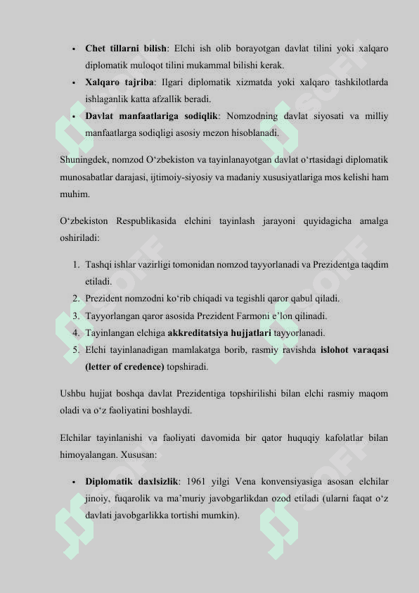 O‘zbekistonda favqulodda va muxtor elchilarni tayinlash tartibi 7
