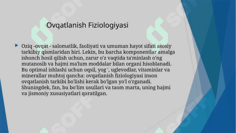 Ovqatlanishning fiziologik me`yorlari 2