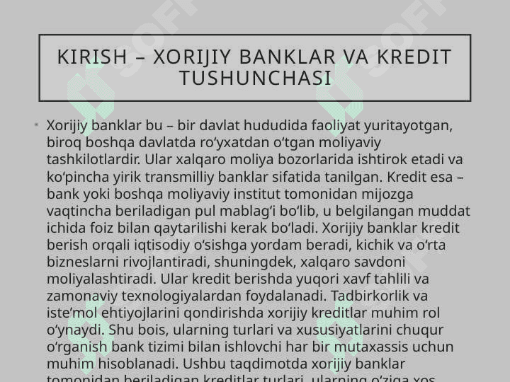 Xorijiy banklarda kreditlar va ularning turlari 2