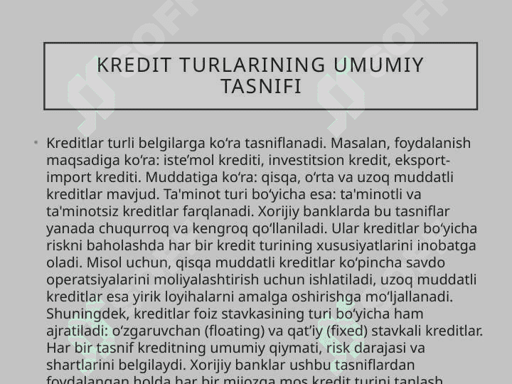 Xorijiy banklarda kreditlar va ularning turlari 3