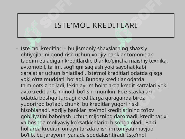 Xorijiy banklarda kreditlar va ularning turlari 4