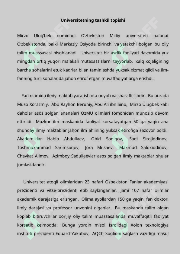 Mirzo Ulug‘bek nomidagi O‘zbekiston Milliy universiteti 2