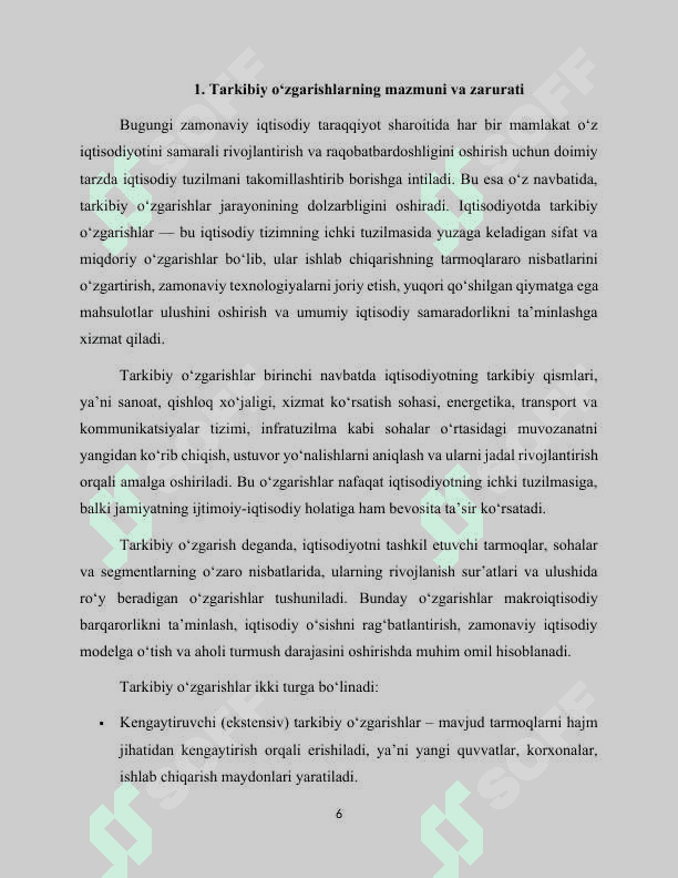 Tarkibiy o‘zgarishlarni izchil amalga oshirishda qulay investitsiya muhitining yaratilishi 6