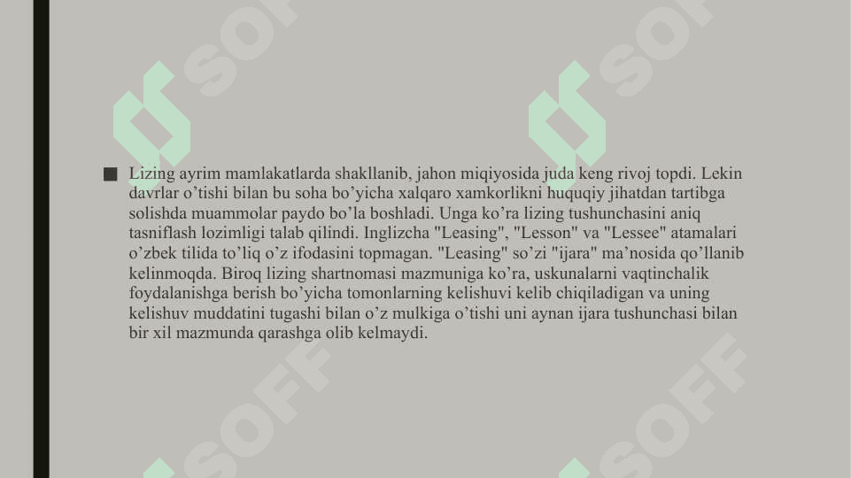Investitsiyalarni moliyalashtirishning lizing mexanizmi 8