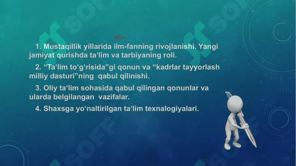 O'zbekistonda mustaqillik yillarida ta'lim sohasialtida amalga oshirilgan innovatsiyalar va ularning natijalari. Shaxsga yo'nrilgan ta'lim texnologivalari 2